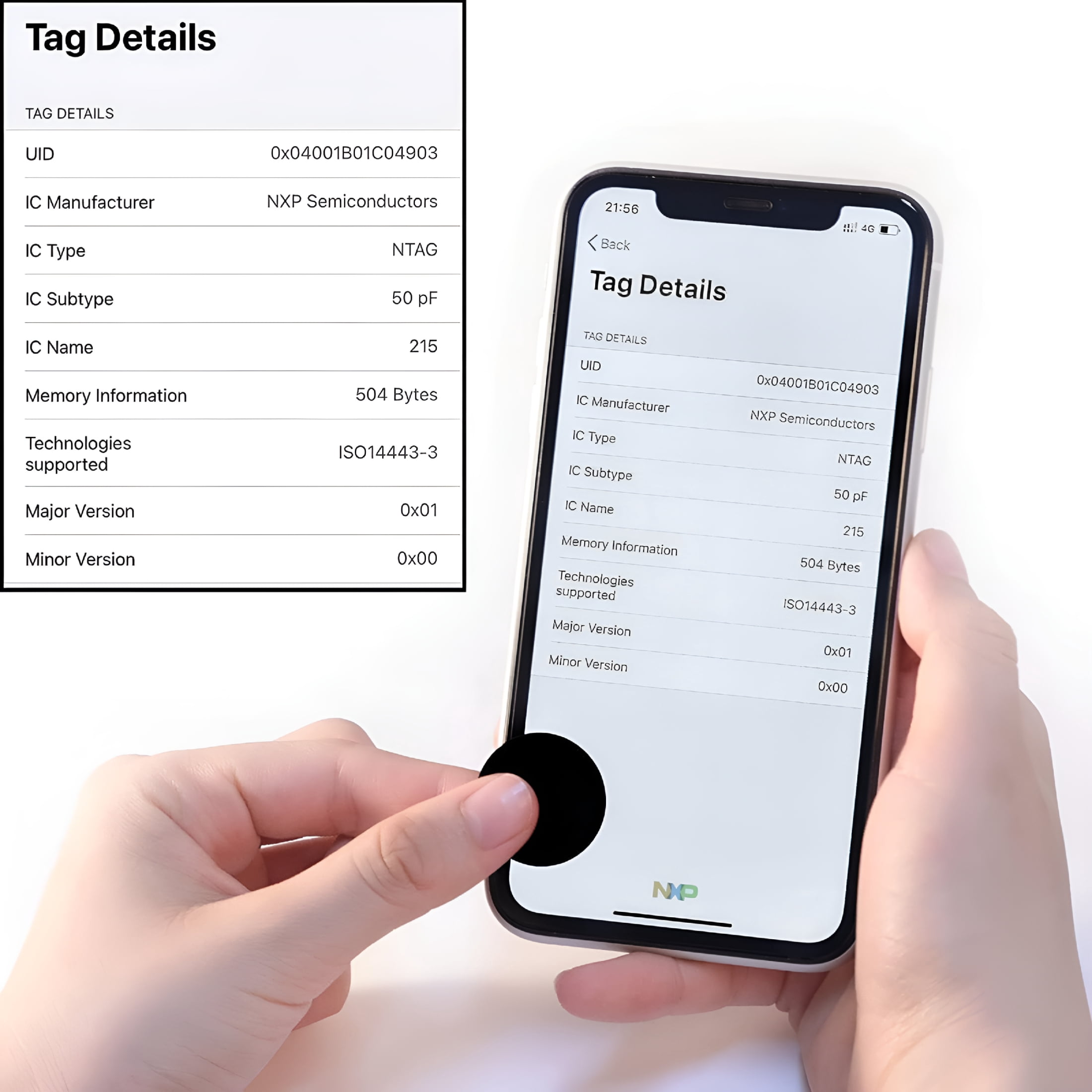 GJX NFC Tags NTAG215, NFC Coins, Black NFC Stickers Round 13.56MHz NFC Chip with Adhesive Back, Compatible with NFC Enabled Phones - Black NFC Coin (With Adhesive) 25mm - 100 Pcs
