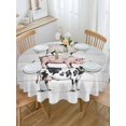 thumbnail image 5 of Farmhouses Animal Round Tablecloth 54 inches Cow Sheep Pig Chicken Wood Grain Waterproof Oil-Proof Table Cloth Round Table Cover for Holiday Party Picnic Dinner Decor Indoor and Outdoor Use, 5 of 9