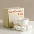 thumbnail image 3 of 2X Juego de de Café y Platillo de Flores Juego de y Platillo de Café de CeráMica con Platillo de Girasol Tazas de Café con Leche 6.7 Oz, 3 of 3