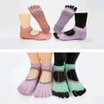 thumbnail image 3 of SUGARMOM Women Five Toed Dot Silicone Cotton Yoga Socks Non-slip Half Toe Pilates Grip Low-Ankle Socks, 3 of 6