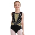 thumbnail image 3 of TiaoBug Sparkly Gymnastics Leotard for Girls Kids Shiny Rhinestone Sleeveless Crisscross Back Ballet Dance Top Black&Gold 6, 3 of 5