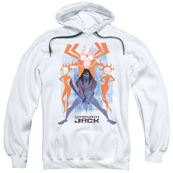 Samurai Jack Jack Vs Evil Adult Pullover Hoodie Sweatshirt White