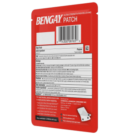 BENGAY Ultra Strength Pain Relief Patch for Muscle Pain On-the-Go, Large 3.9 x 7.9 inches, 1 ea
