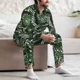 thumbnail image 7 of Salouo Green Snakeskin Print Button-Front Long Sleeve Pajama Set for Men, Soft 2Pjs Men's Long Sleeve Sleepwear-Small, 7 of 7