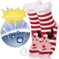 thumbnail image 3 of Minzimin Kids Boys Girls Slipper Socks Cute Animal Fuzzy Winter Warm Fleece Lining Christmas Socks With Grippers, 3 of 6