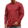 thumbnail image 6 of Christmas Men Round Neck Long Sleeve Pullover Top, Novelty Printed Xmas Festive Casual Wear, Comfortable Winter Party Shirts, Stylish Daily Outfit For Holiday Red 2XL, 6 of 7