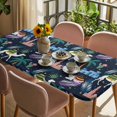 thumbnail image 3 of Tropical Palm Trees Table Cloths for 4 Foot Rectangle Tables, Desert Camels Houses Aloe Vera Black Patio Waterproof Elastic Fitted Tablecloths, Washable Rectangular Table Cover for Camping, 3 of 8
