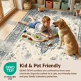thumbnail image 4 of Design&I 8'x10' Washable Area Rug Extra Large Skid-Resistant Low Profile Beige Grey Boho Vintage Distressed Scroll Border Taupe Textured for Living Room, Family, 4 of 7