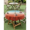 thumbnail image 4 of Outdoor Tablecloth with Umbrella Hole for Patio/Picnic/Party/Camping, Red Teal Ombre Waterproof Table Cloth Round Cover Washable, Contemporary Abstract Gradient (Dia 54"), 4 of 8