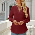 thumbnail image 4 of Besolor Womens Trendy Fall Blouses V Neck Ruffle Long Sleeve Eyelet Shirts Casual Loose Fit Ladies Going out Tops, 4 of 8