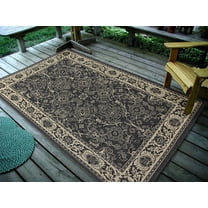 6’7"x9'7" Traditional Persian Oriantal, Charcoal Indoor & Outdoor Rug - 0946, Patio, Washable