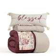 thumbnail image 4 of Vianney Navarra Reversible Comforter Set – King Size, Burgundy & Cream Floral Print, Luxurious All-Season Bedding, 4 of 7