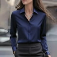 thumbnail image 4 of Button Down Shirts For Women Wrinkle Resistance Dress Shirts For Women Long Sleeve Work Formal Blouses Tops Navy, 4 of 9