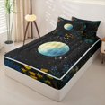 thumbnail image 2 of Homewish Vintage Boho Floral Zipper Full Size Comforter Sets with Fitted Sheet and 2 Pillowcases,Blue Yellow Gradient Moon Zipper Bedding Set,Black Reversible,4pcs, 2 of 8