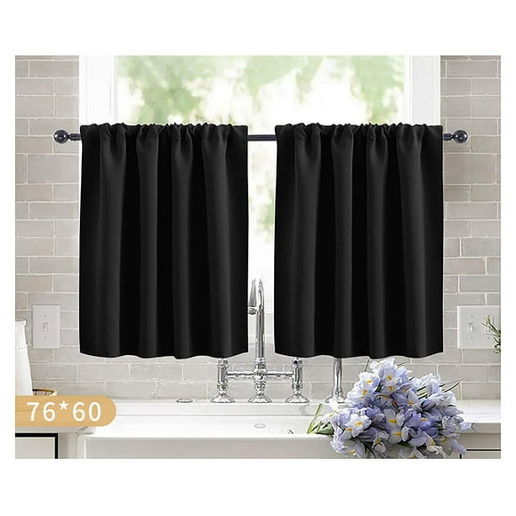 Zenithome 2 Pcs 76X92cm (29.9x36.2 Po) Rideau Court Uni pour Cuisine Chambre Salon, Entretien Facile Durable Rideau de Fenêtre pour la Maison, Tissu Doux Bloquant la Lumière
