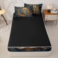 thumbnail image 4 of Castle Fairy Maple Leaves Deer Zipper Twin Size Comforter Sets with Fitted Sheet and 2 Pillowcases,Autumn Jungle Wildlife Zipper Bedding Set,Rust Brown Cream,Black Reversible,4-Piece, 4 of 6