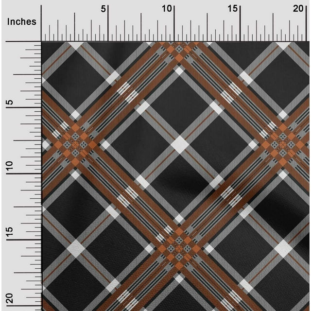 oneOone Silk Tabby Fabric Tartan Check Printed Fabric 1 Yard 42 Inch Wide
