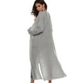 thumbnail image 4 of Women's Maxi Cardigan,Casual Long Sleeve Ankle-Length Flowy Open Front Drape Lightweight Duster Irregular Hem Thin Cardigan Sweater Knitted Coat Loose Longline Duster Coat,S-2XL Gray, 4 of 4