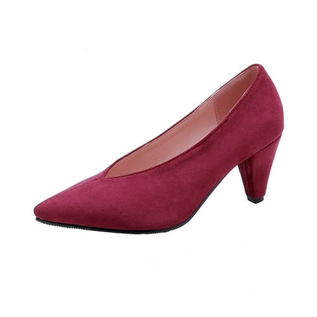 

IELGY Women s 7cm high heels solid color pointed toe horseshoe heel set