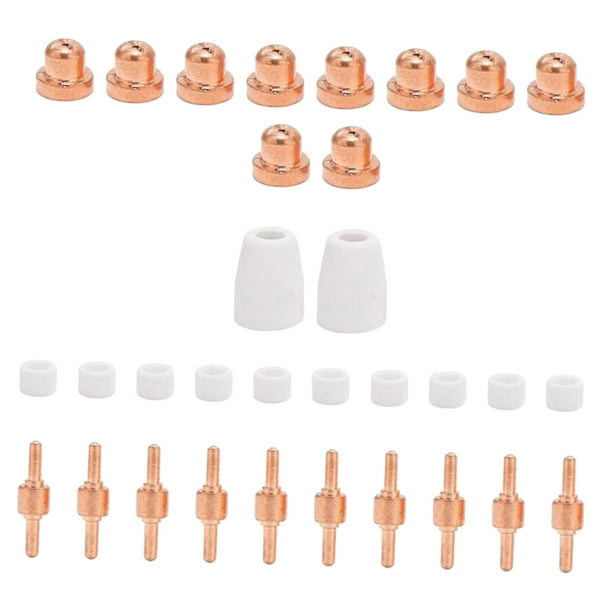 Consumibles para cortador de plasma de aire, puntas de electrodo, boquilla, protector, kit de copa, apto para CUT40 32 piezas