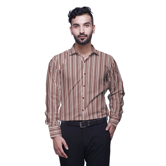 BESTMAN Chemises en Coton pour Hommes à Manches Longues Chemise Formelle Imprimée