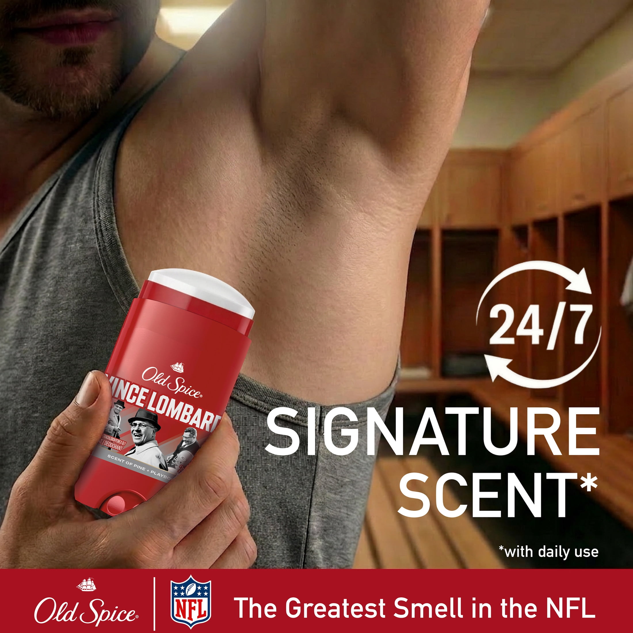 Old Spice Deodorant for Men, Antiperspirant, NFL Collection, Vince Lombardi, Scent of Pine + Playbook, 2.6 oz