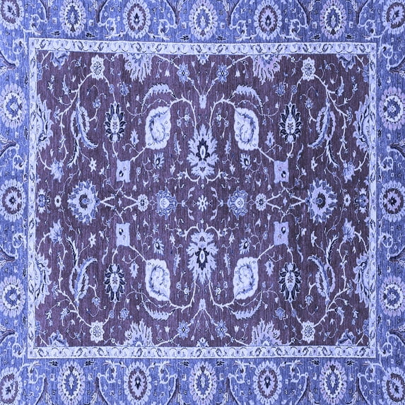 Ahgly Company Machine Washable Indoor Square Oriental Blue Traditional Area Rugs, 5' Square