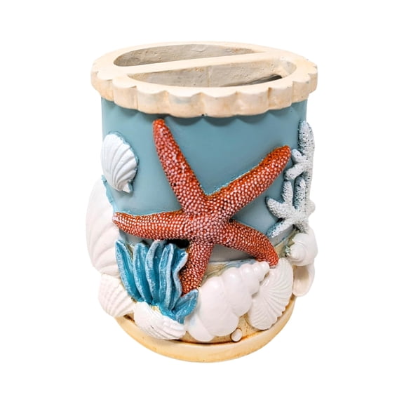 Seaside Splendor Toothbrush Holder Beautifully Detailed 3D Ocean Elements, Seashells, Starfish, Premium Resin for Coastal Bathrooms, Guest Baths, Beach-Themed Dcor, and Nautical Home Accessories