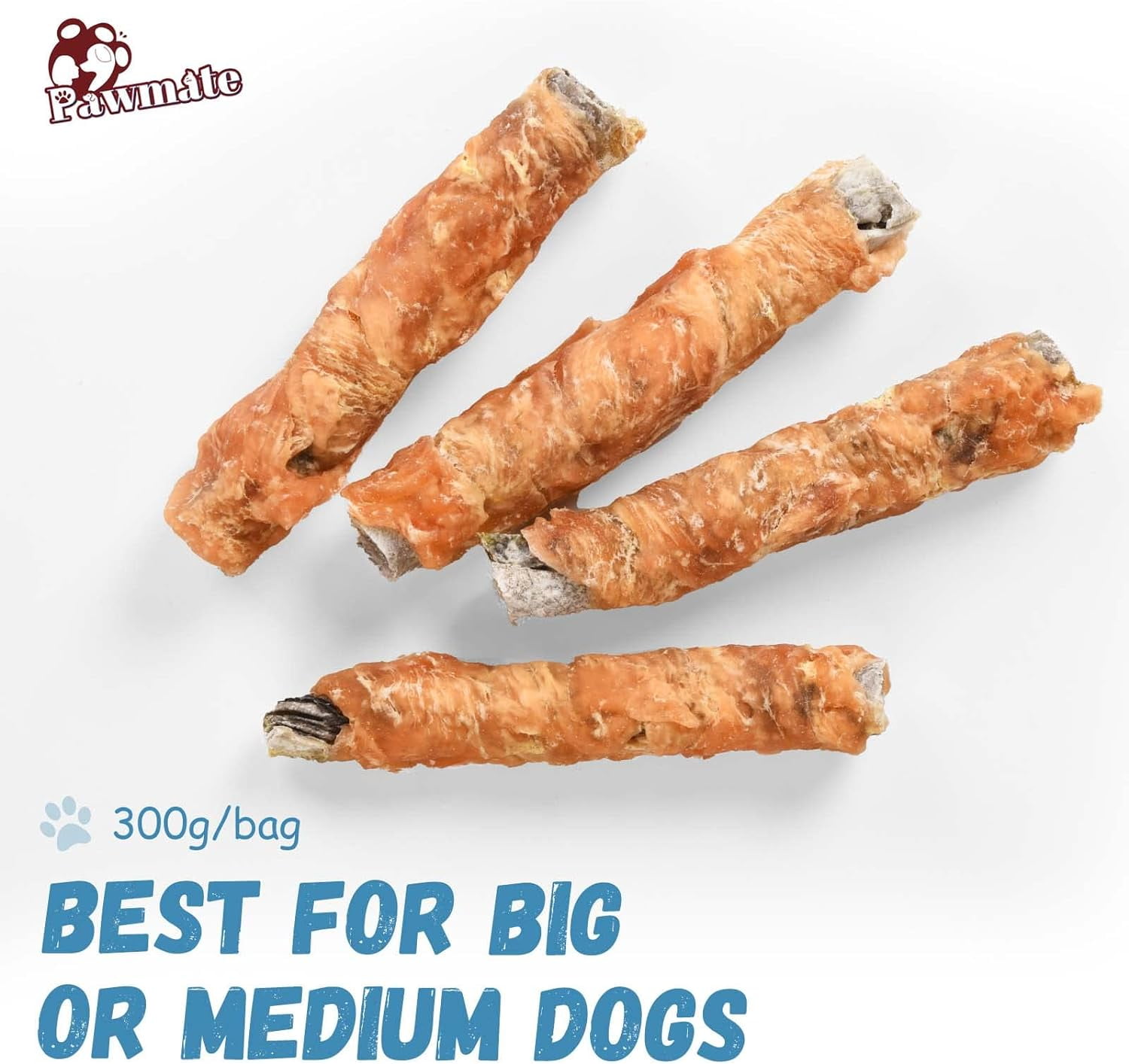 (2 pack) Pawmate Chicken Wrapped Cod Fish Skin Stick Dog Treats, Omega3 Cod Twist Dog Chews, Teeth Cleaning for All Dogs, 11 oz