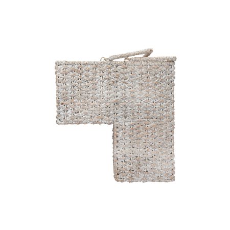 3R Studios Woven Whitewashed Bangkuan Rope Stair Basket with Handles