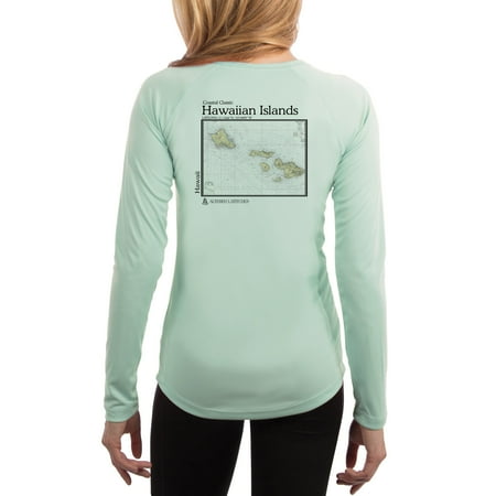 Seagrass Apparel - Hawaiian Islands Chart Women's UPF 50+ Sun Protection Long Sleeve T-shirt XX-Large Seagrass