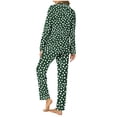thumbnail image 5 of Dagegui Womens Pajamas 2 Piece Set Casual Print Long Sleeve Sleepwear with Elastic Waist Pants Pjs Sets Soft Cozy Button-Down Lapel Lounge Outfits Dark Green L, 5 of 6