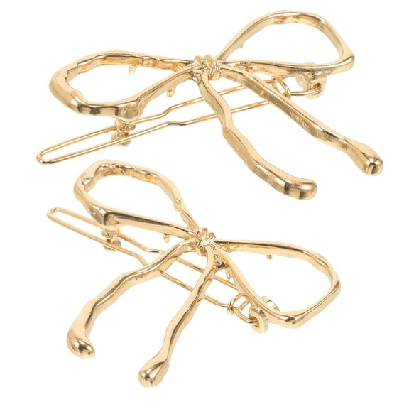 Raindrops Decorative Metal Hair Bows - Golden Copper, Secure Hold, Ideal for Styling (2Pcs)