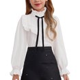 thumbnail image 2 of RFQWOVSR Girls White Cotton Long Sleeve Shirt Spring Layering Turn Down Neck Top 7-8 Years, 2 of 5