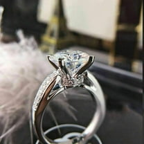 Pave 3.00 Ct Round Cut Lab Created Diamond Engagement Ring In 925 Silver Ring