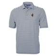 thumbnail image 2 of Men's Cutter & Buck Navy Memphis Redbirds DryTec Virtue Eco Pique Stripe Recycled Polo, 2 of 3