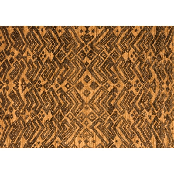 Ahgly Company Indoor Rectangle Abstract Orange Modern Area Rugs, 5' x 7'