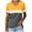 Yellow, variant on VERUGU Womens Tops Short Sleeve V-Neck Shirts Summer Trendy Colorblock Base T-shirts Loose Casual Comfy Tunic Blouses for Leggings Pink S