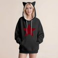thumbnail image 2 of Women Cat Ear Hooded Sweater Long Sleeve Pullover Blouse Cozy Casual Outwear Cute Winter Warm Top, 2 of 4