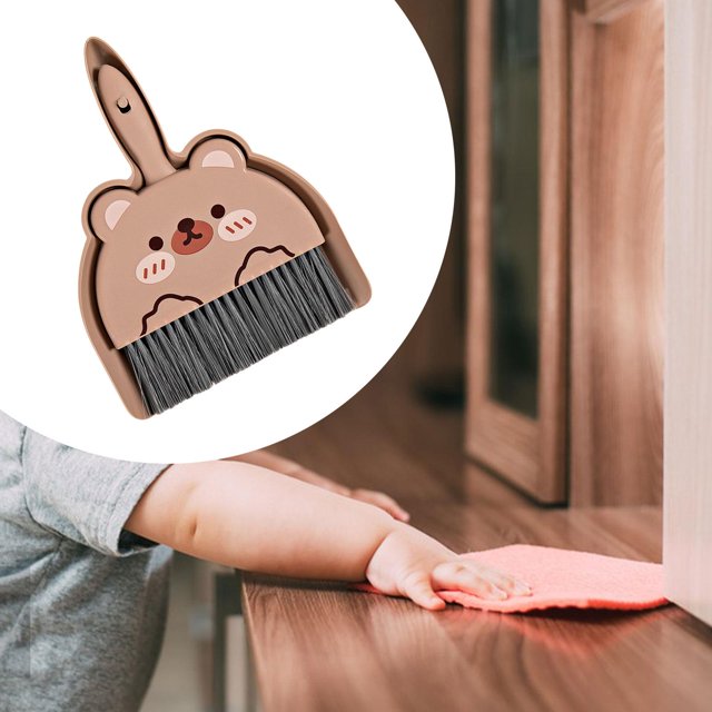 Elodie Children Cleaning Broom Dustpan Set Cleaning Sweeping Play Set for Table Car bear
