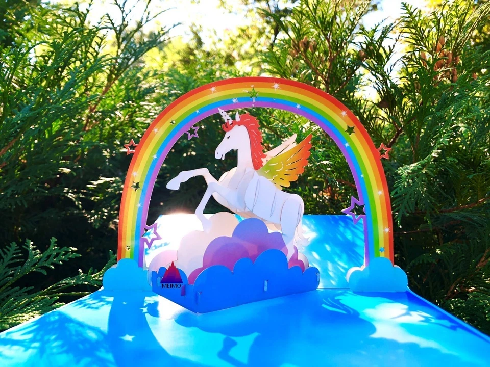 VAULT- 3D Pop Up Greeting Card Unicorn Handmade Birthday Thank You School Party Kids