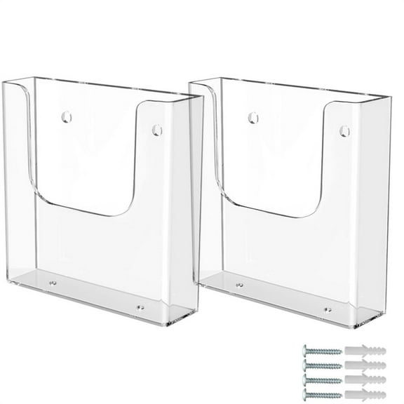 2Pcs Clear Literature Magazine Holder,Acrylic Display Catalog Rack,Plastic Brochure Holder,Wall Hanging Mail Holder,Clear Literature Rack,for Home Office School Shop (Small)