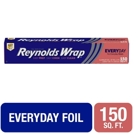 Reynolds Wrap Everyday Strength Aluminum Foil Roll, 12 inches Wide, 150 Total Sq. Ft.