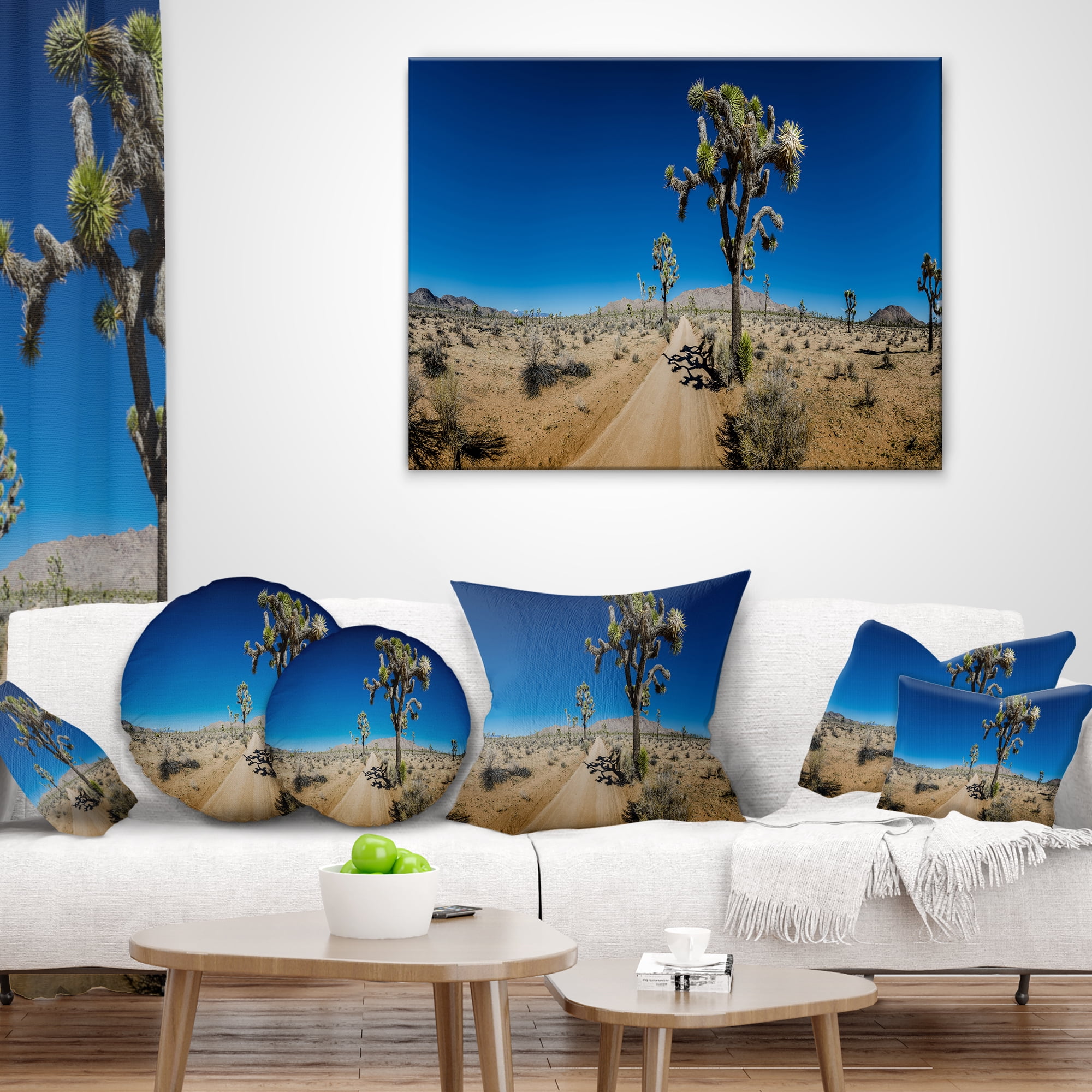 Designart Sandy Desert Road Panorama - Landscape Wall Throw Pillow - 18x18