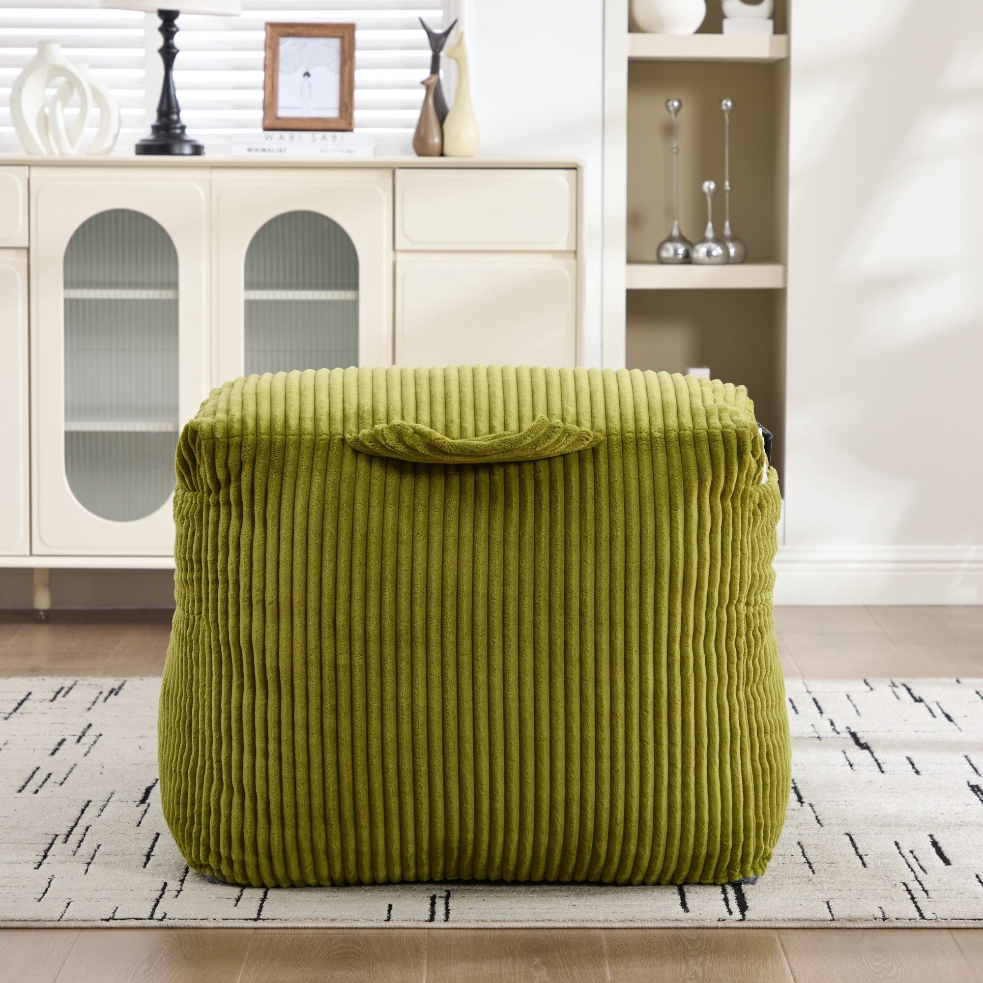 Sailvan Big Bean Bag Chair for Adults with Ottoman,Large Lounger Sofa,Soft Corduroy Beanbag Chair for Bedroom Dorm Living Room Olive