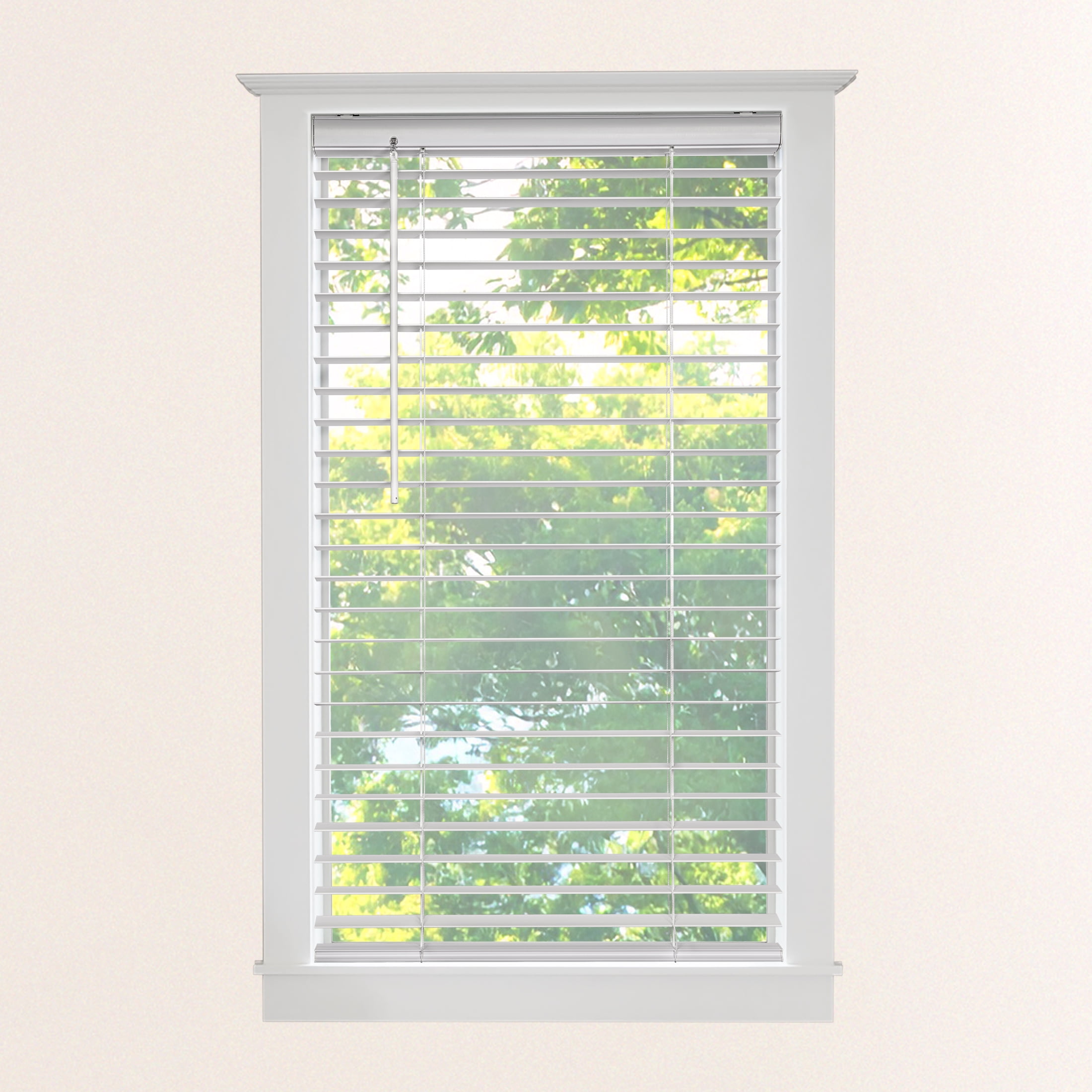 MAINSTAYS 2-inch Faux Wood Horizontal Window Blinds, White, 28 in. x 48 in.