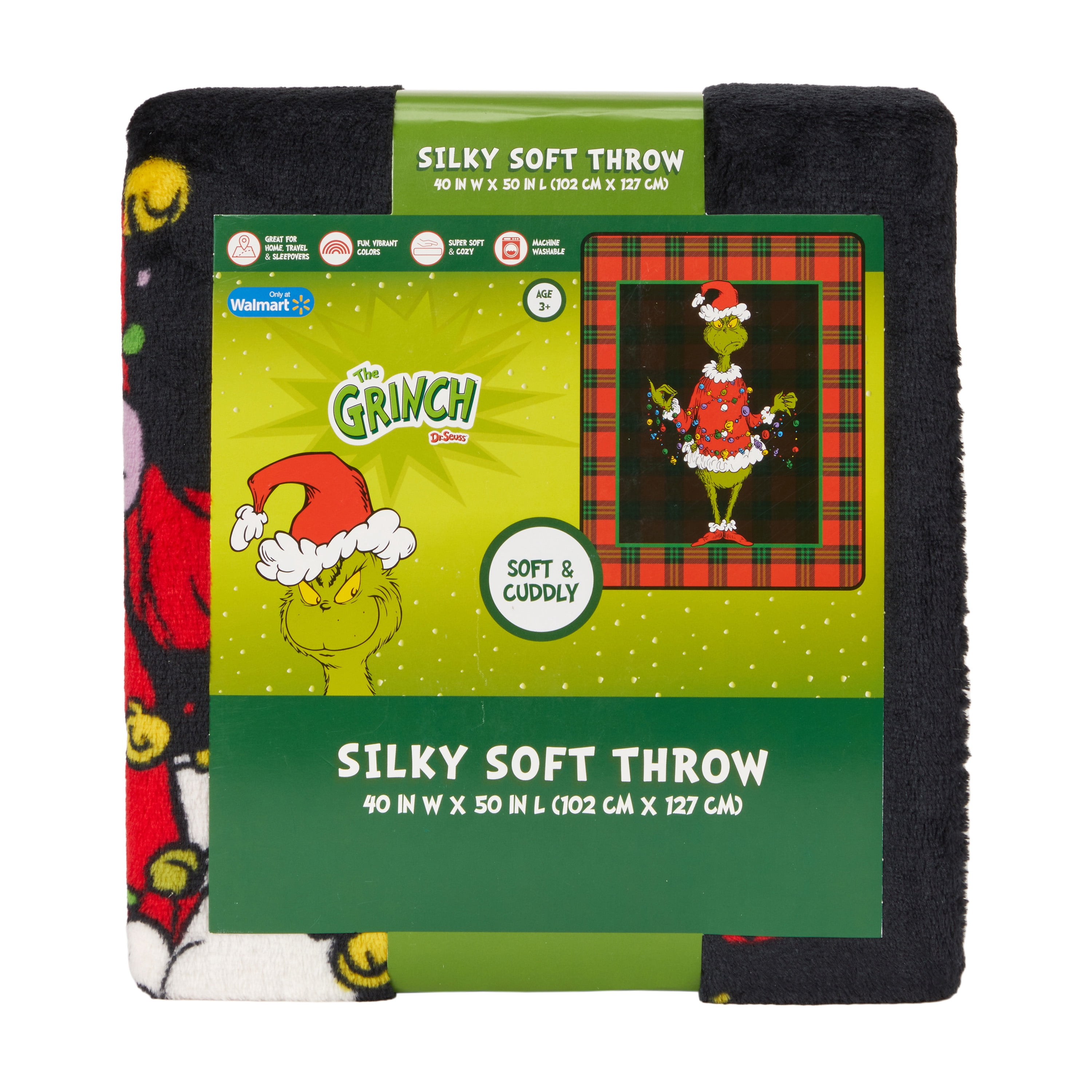 Grinch Kids Plaid Silky Soft Throw Blanket, 40x50