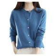 thumbnail image 1 of Cardigan en Tricot pour Femmes à Col Rond, Manches Longues, Couleur Unie, Veste pour l'Automne et le Printemps, 1 of 8