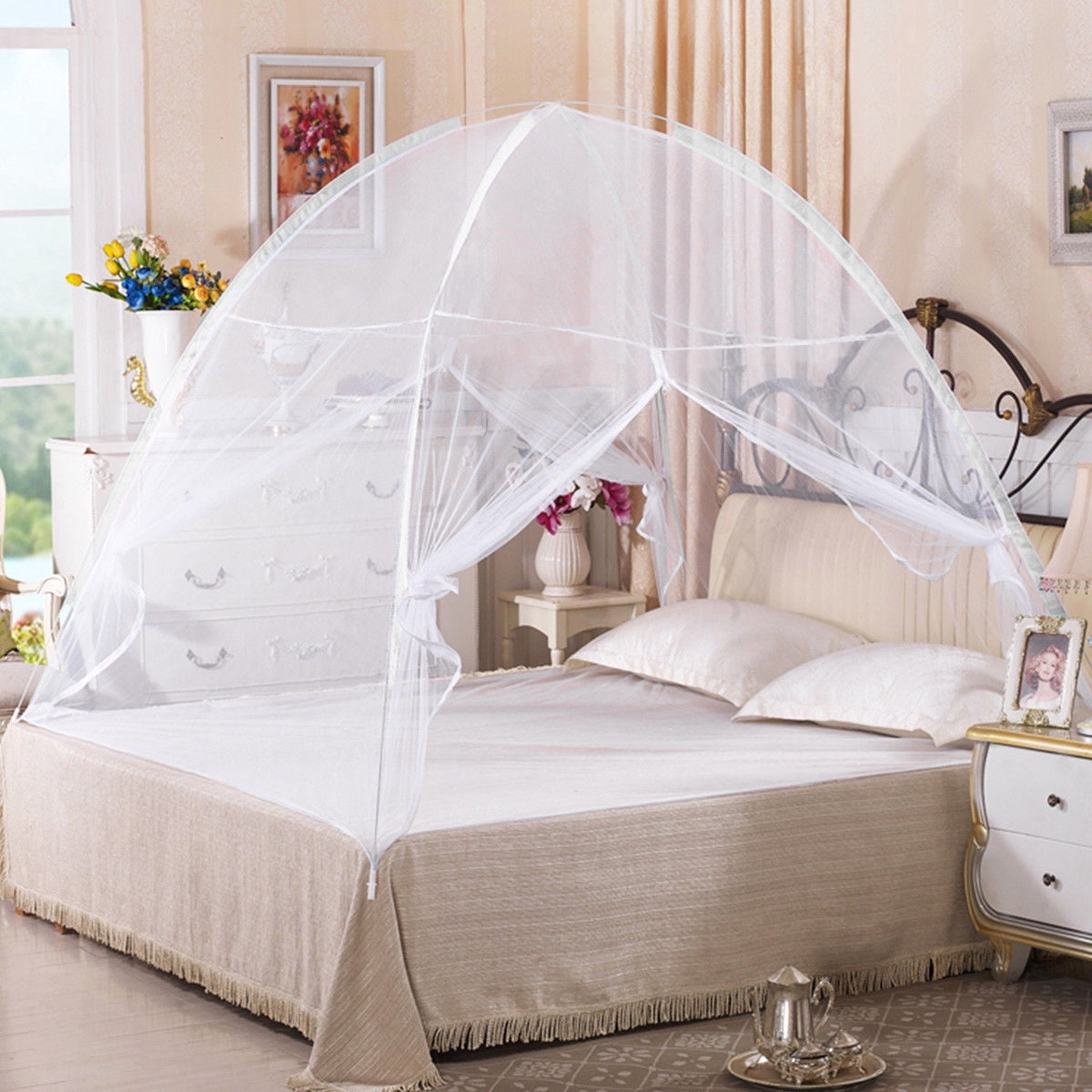 Gymax Portable Folding Mosquito Net Tent Bed Anti Zipper Mosquito