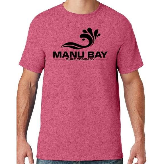 Mens Manu Bay Surf Company BLACK LOGO T-shirt, XL Vintage Heather Red